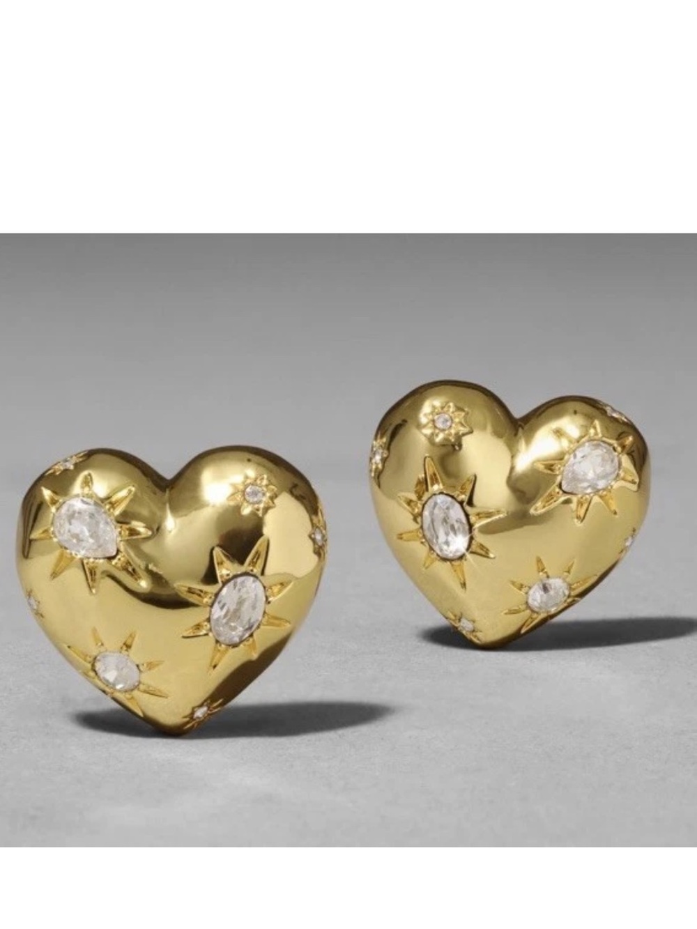 Alexis Bittar • Crystals in Starburst Settings adorn Puffy Heart Stud Earrings
